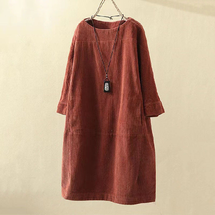 EVELYN CORDUROY SHIFT DRESS | EFFORTLESS COMFORT, FLATTERING SHAPE