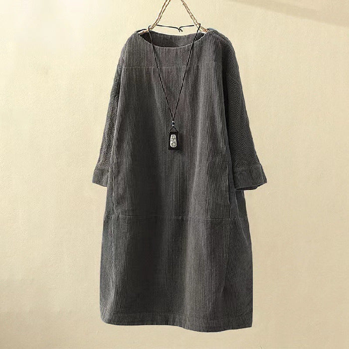 EVELYN CORDUROY SHIFT DRESS | EFFORTLESS COMFORT, FLATTERING SHAPE