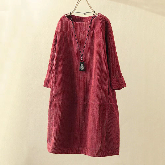 EVELYN CORDUROY SHIFT DRESS | EFFORTLESS COMFORT, FLATTERING SHAPE