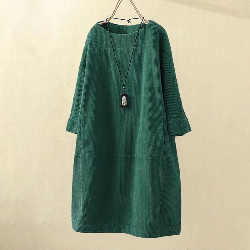 EVELYN CORDUROY SHIFT DRESS | EFFORTLESS COMFORT, FLATTERING SHAPE