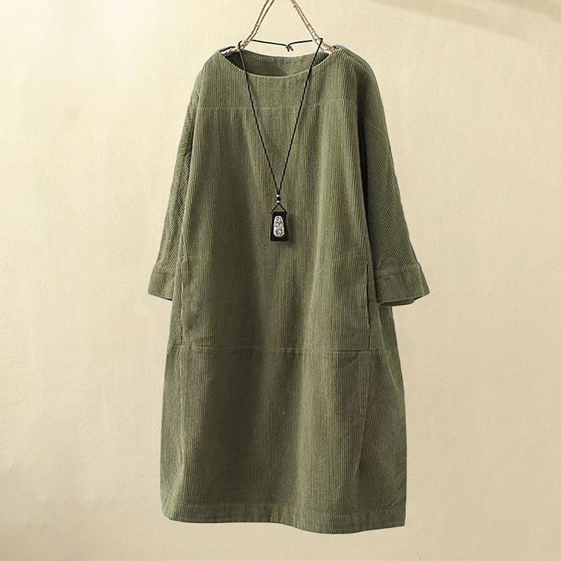 EVELYN CORDUROY SHIFT DRESS | EFFORTLESS COMFORT, FLATTERING SHAPE