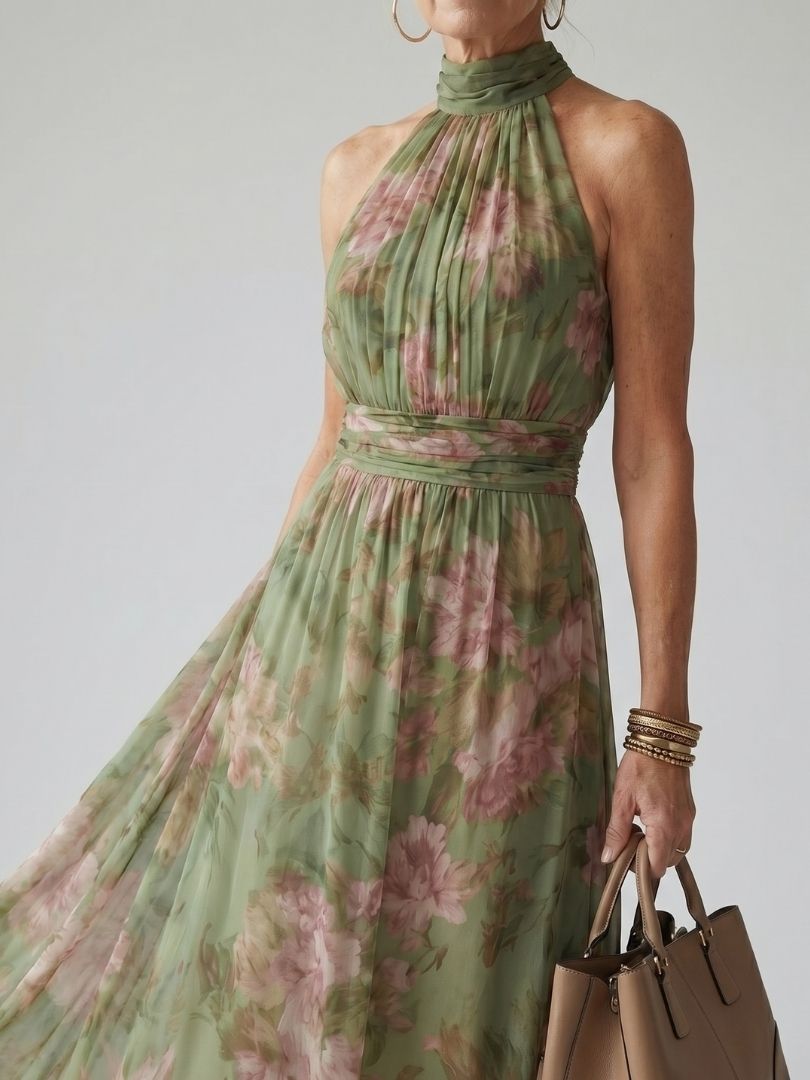 CARMEN | TUMMY COVERAGE HALTER MIDI DRESS