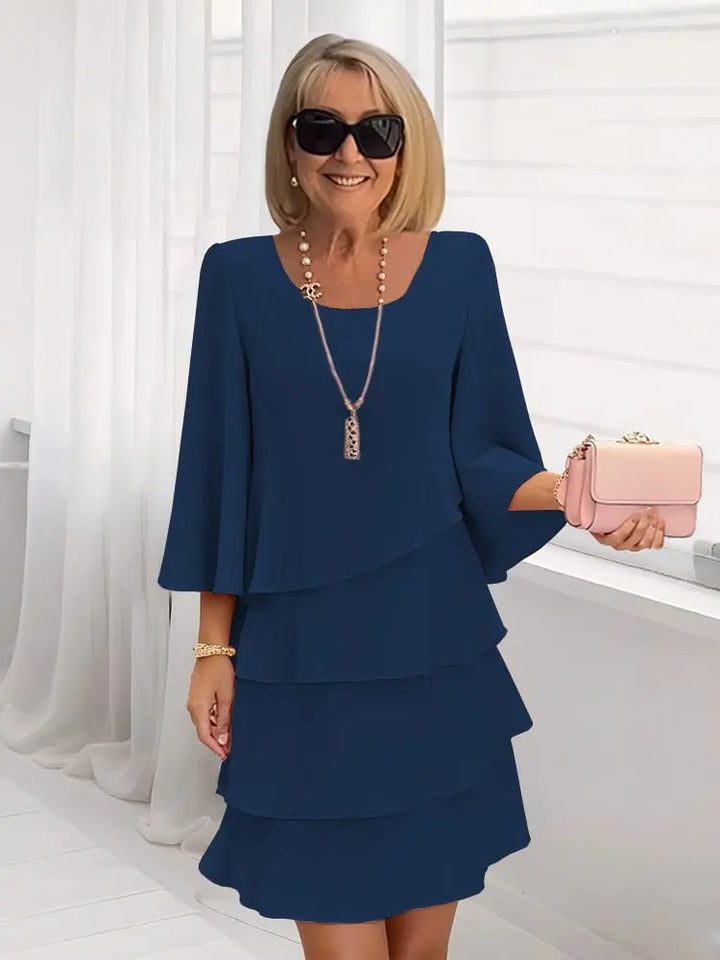 GRETA | FORGIVING FIT RUFFLE MIDI DRESS