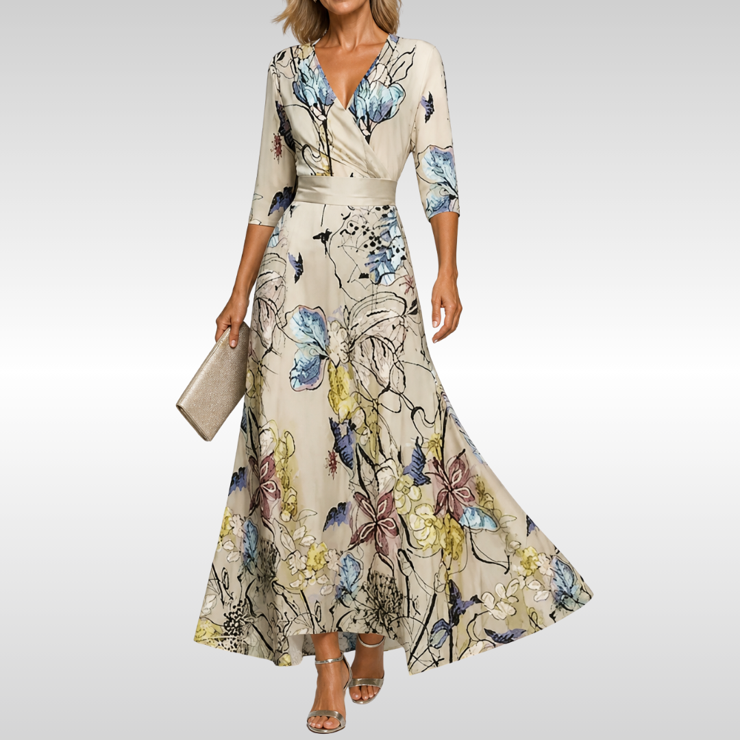 BEATRICE | ARM COVERAGE FLORAL WRAP DRESS