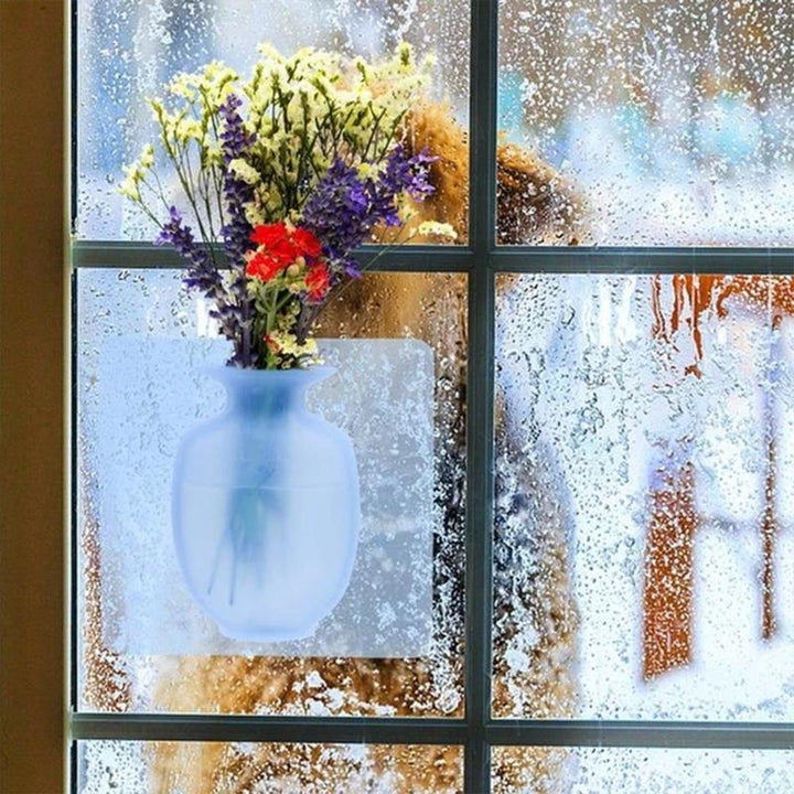 Adhesive Wall Vase Reusable Polymer Set of 7 1