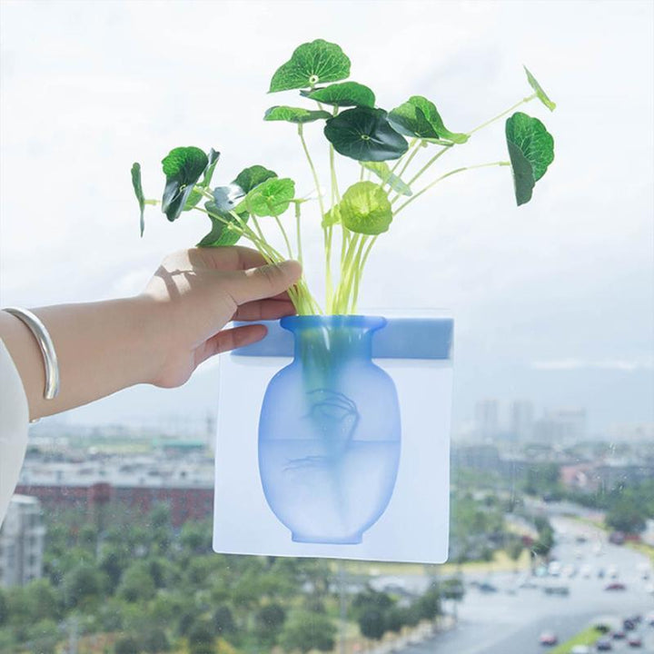 Adhesive Wall Vase Reusable Polymer Set of 7 2