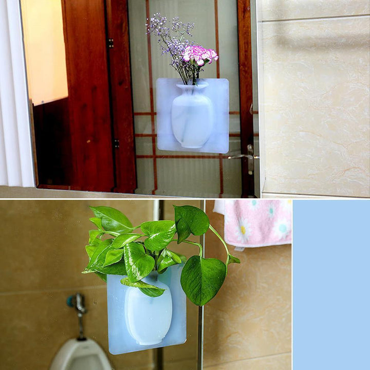 Adhesive Wall Vase Reusable Polymer Set of 7 4