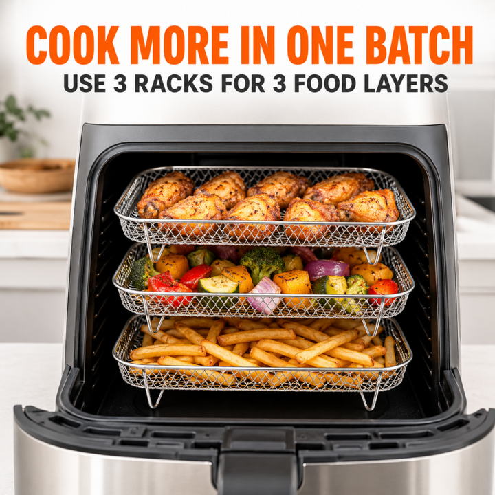 Air Fryer Rack Set of 3 Stackable Stainless Steel Rectangular 10