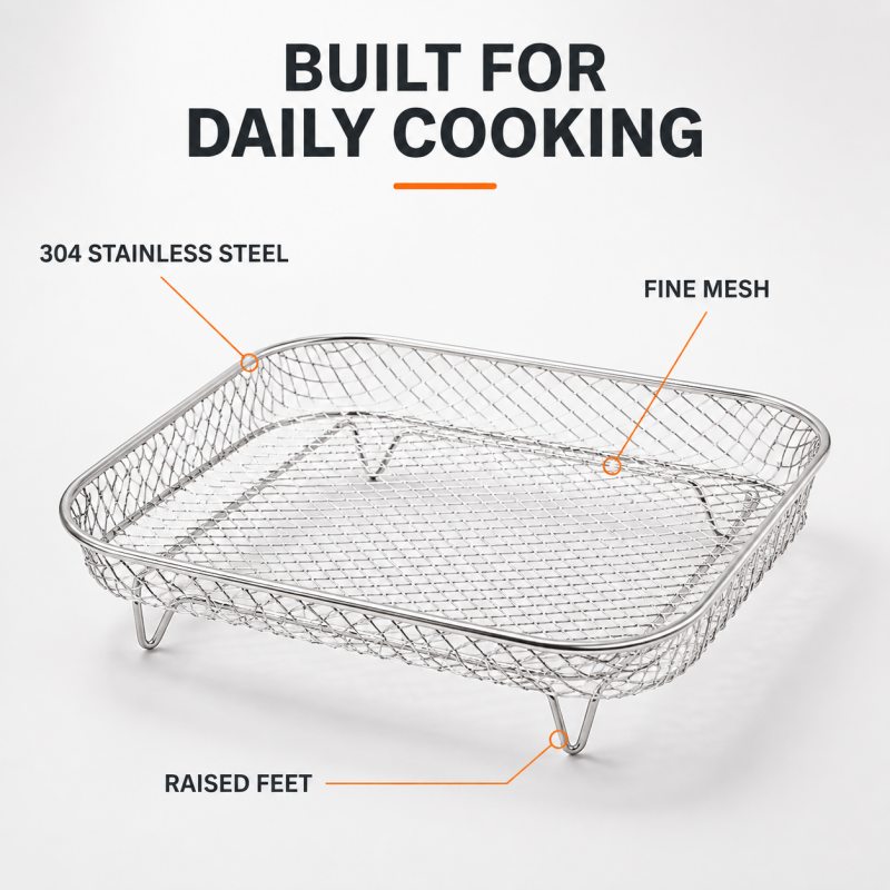 Air Fryer Rack Set of 3 Stackable Stainless Steel Rectangular 3