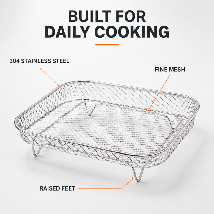 Air Fryer Rack Set of 3 Stackable Stainless Steel Rectangular 3