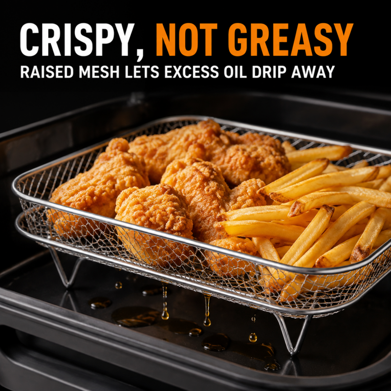 Air Fryer Rack Set of 3 Stackable Stainless Steel Rectangular 5