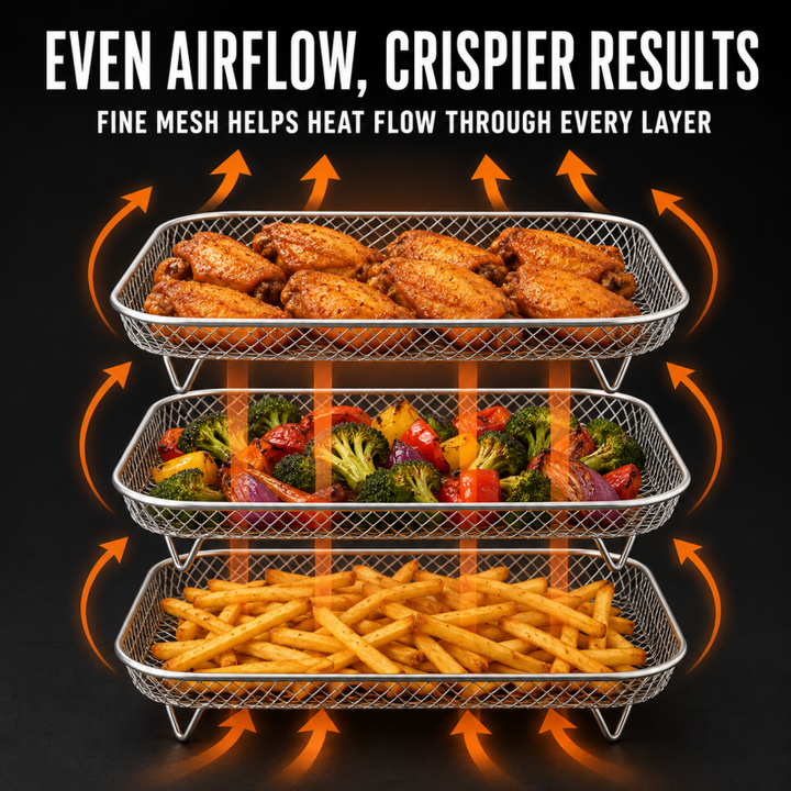 Air Fryer Rack Set of 3 Stackable Stainless Steel Rectangular 6