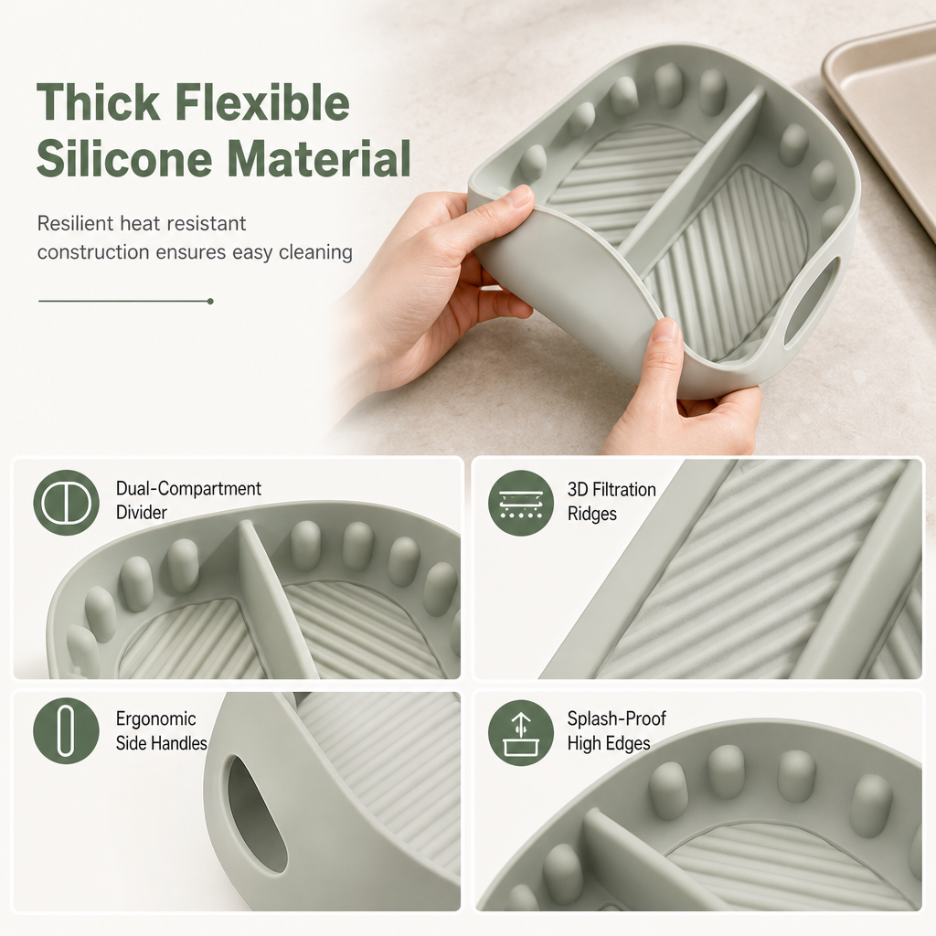 Air Fryer Silicone Liner Divided 3 Pack 4