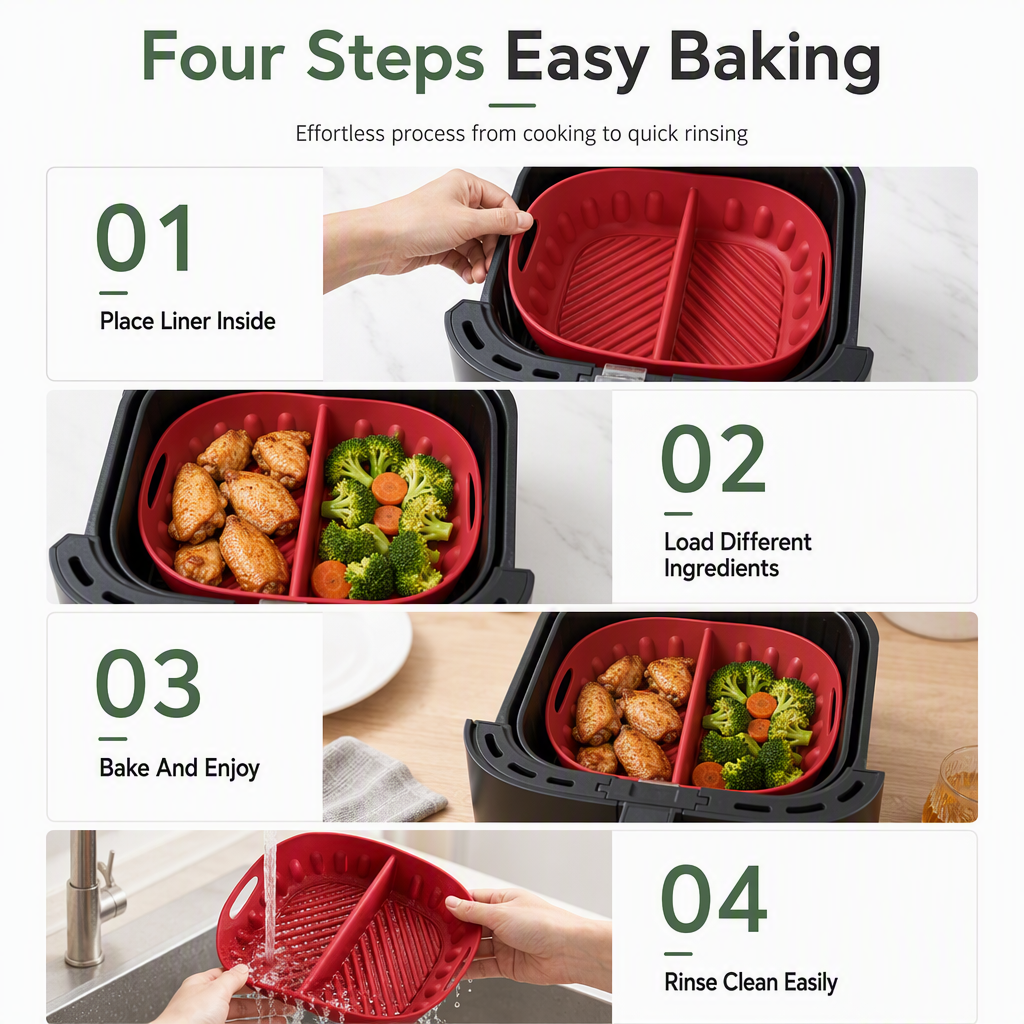 Air Fryer Silicone Liner Divided 3 Pack 5