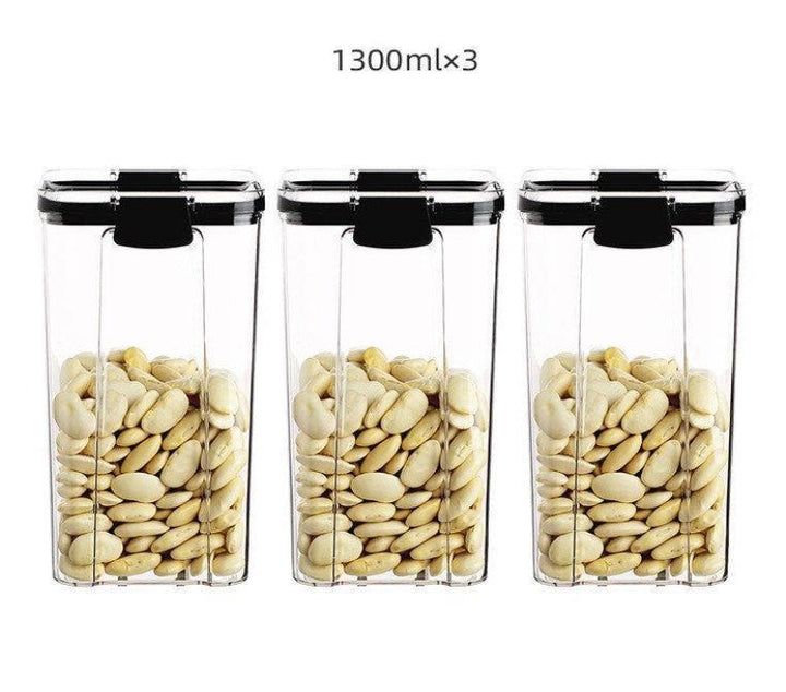 Airtight Food Storage Jar with Locking Lid Clear PET Set of 3 1300 ml 1