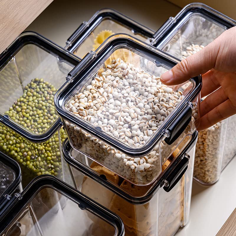 Airtight Food Storage Jar with Locking Lid Clear PET Set of 3 3