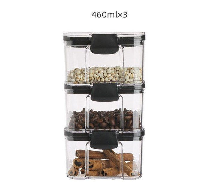 Airtight Food Storage Jar with Locking Lid Clear PET Set of 3 460 ml 1