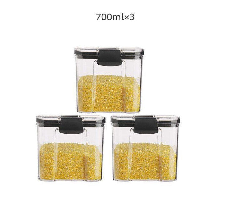 Airtight Food Storage Jar with Locking Lid Clear PET Set of 3 700 ml 1