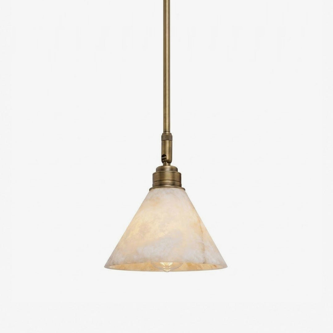 Alabaster Cone Pendant Light Slim Downrod 6.7 in Set of 2 1