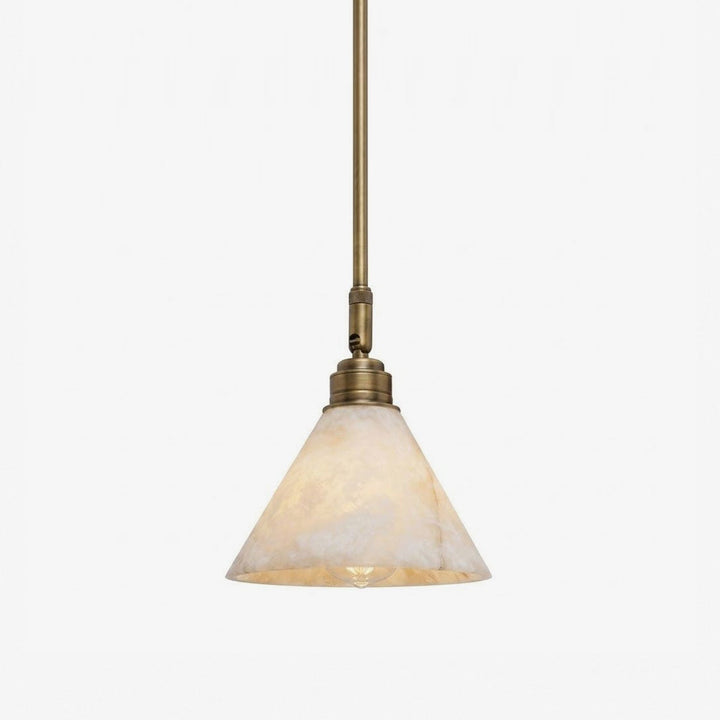 Alabaster Cone Pendant Light Slim Downrod 6.7 in Set of 2 1