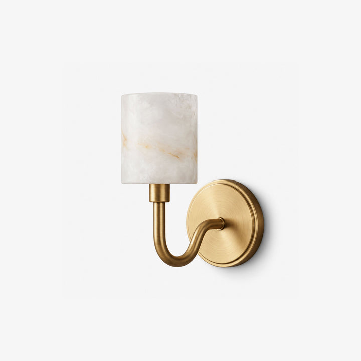 Alabaster Cylinder Wall Sconce Curved Arm 4.7 x 11 in 1