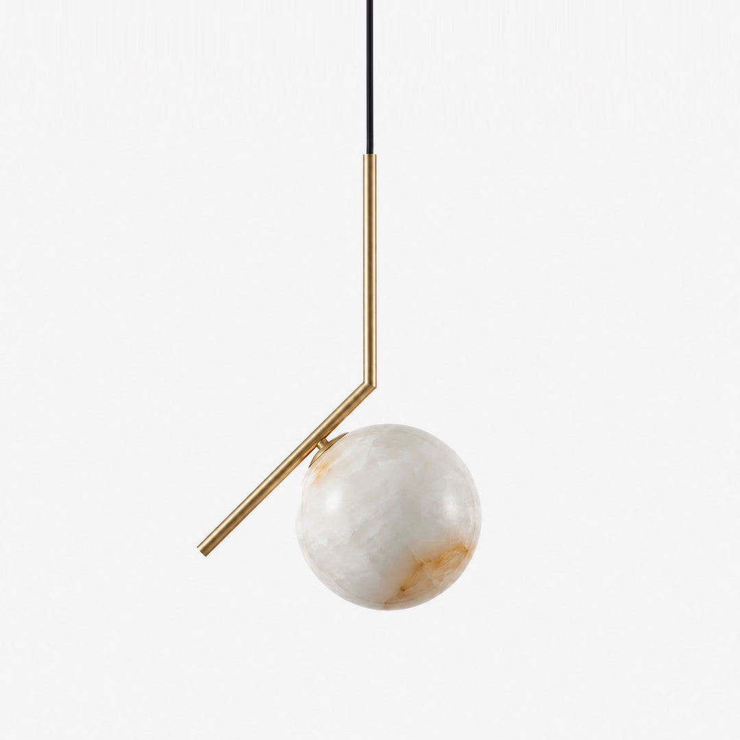 Alabaster Globe Pendant Light Angled Metal Rod 9.1 in 1
