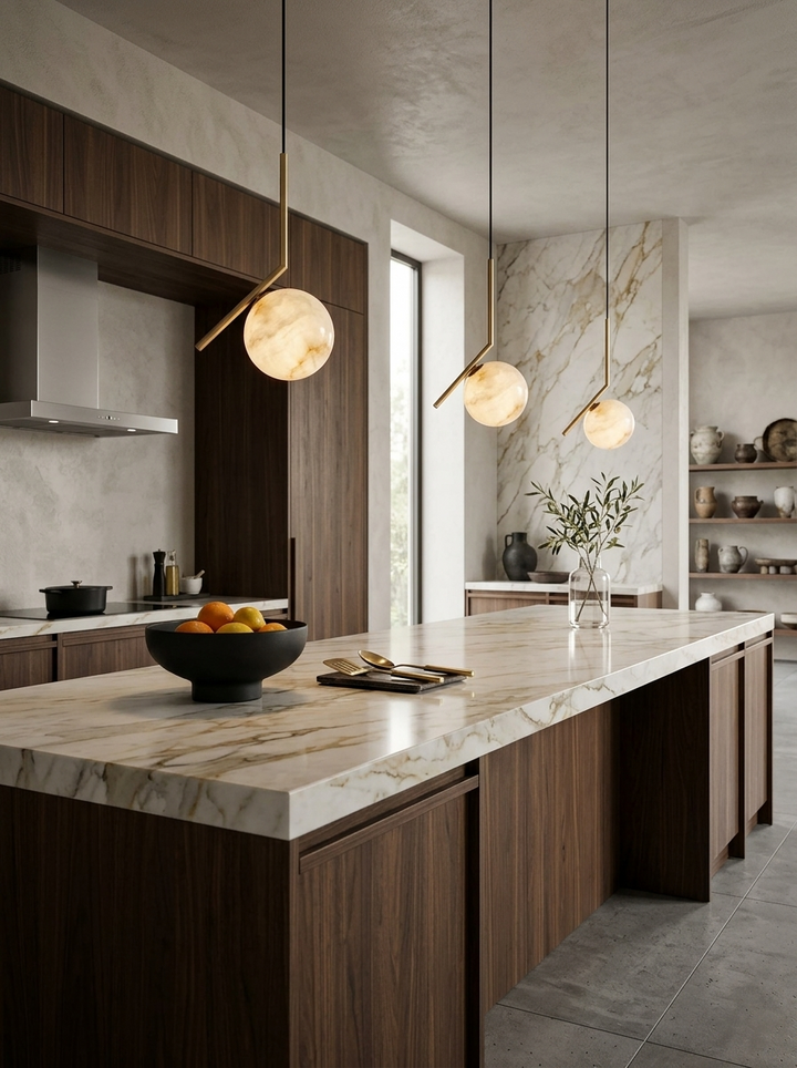 Alabaster Globe Pendant Light Angled Metal Rod 9.1 in 2