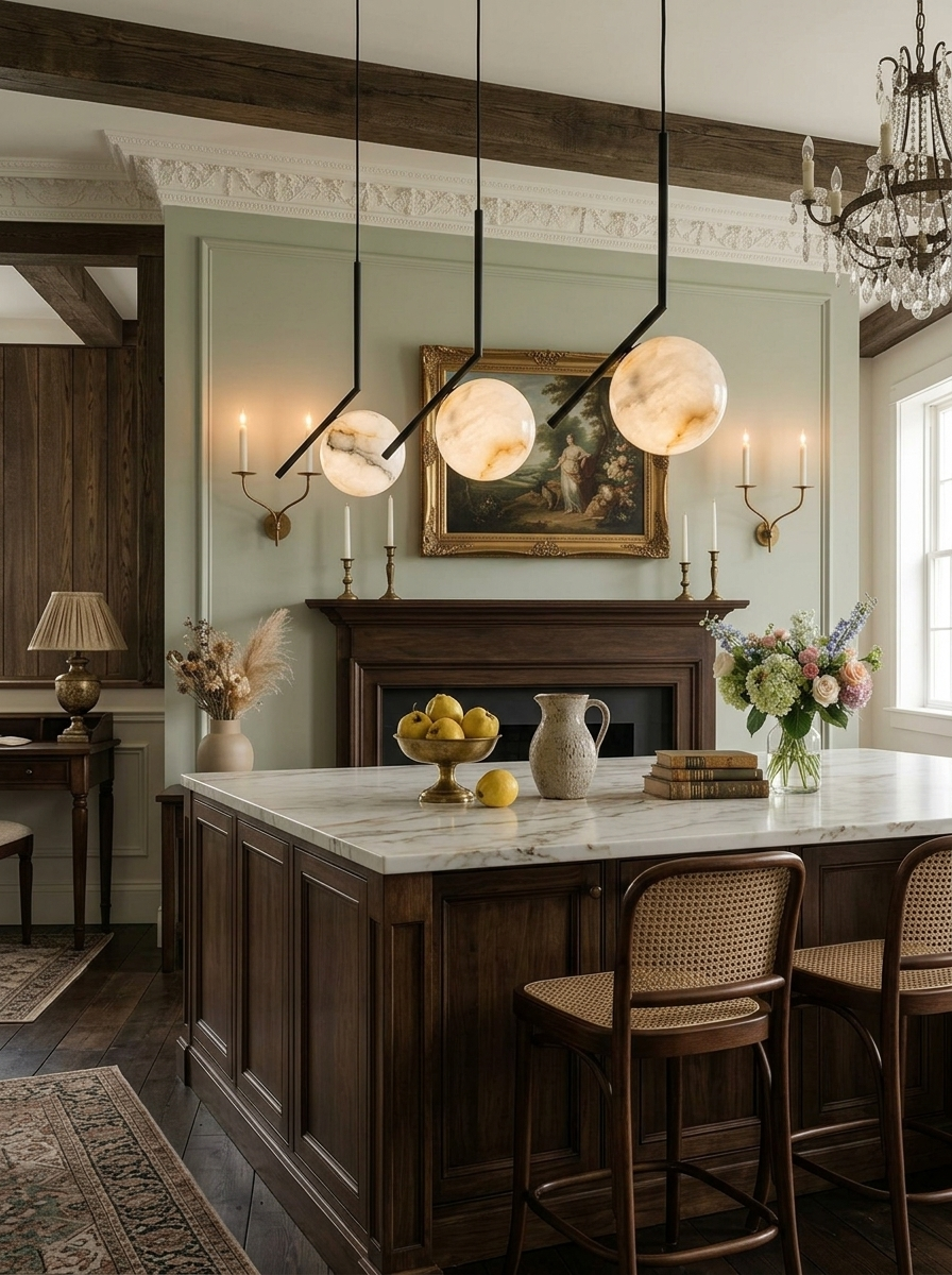 Alabaster Globe Pendant Light Angled Metal Rod 9.1 in 4