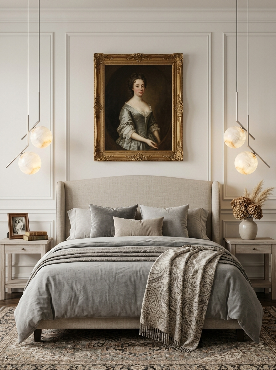 Alabaster Globe Pendant Light Angled Metal Rod 9.1 in 7