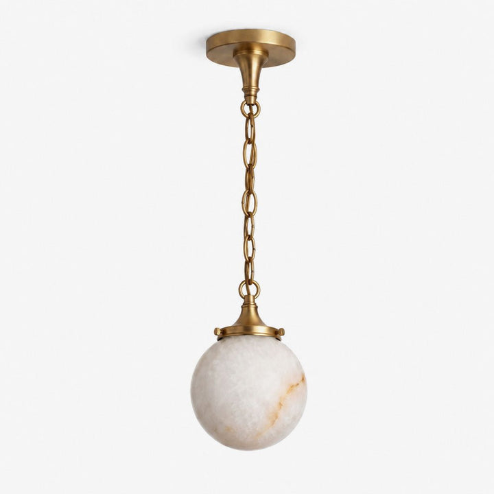 Alabaster Globe Pendant Light Metal Link Chain 5.9 in 1