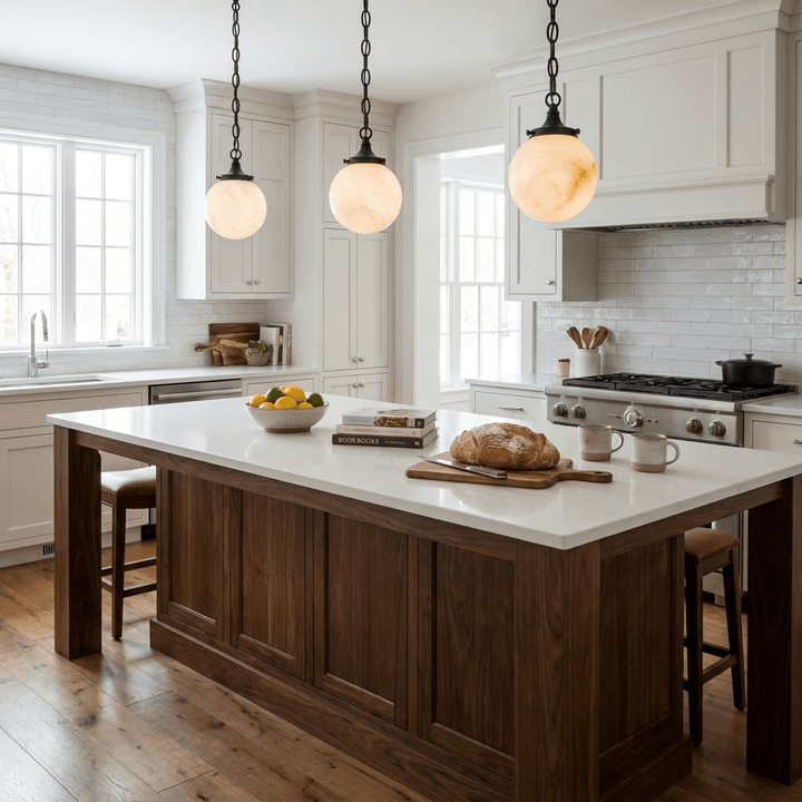 Alabaster Globe Pendant Light Metal Link Chain 5.9 in 4