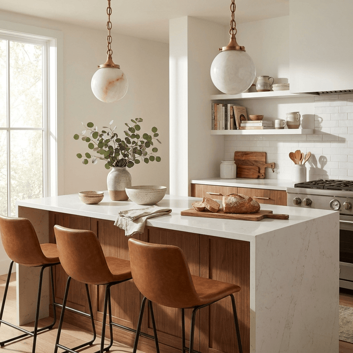 Alabaster Globe Pendant Light Metal Link Chain 5.9 in 5