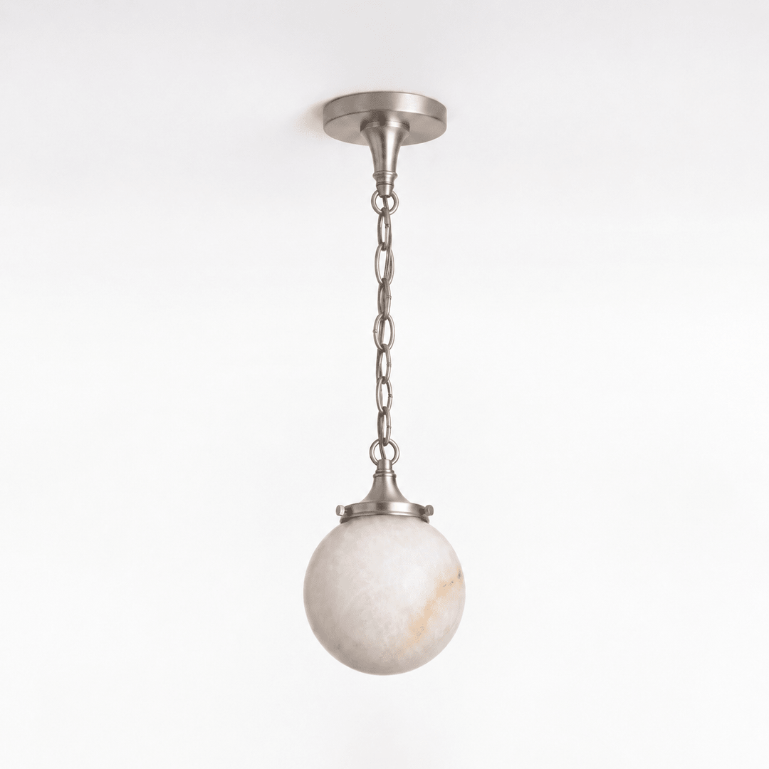 Alabaster Globe Pendant Light Metal Link Chain 5.9 in Nickel 1