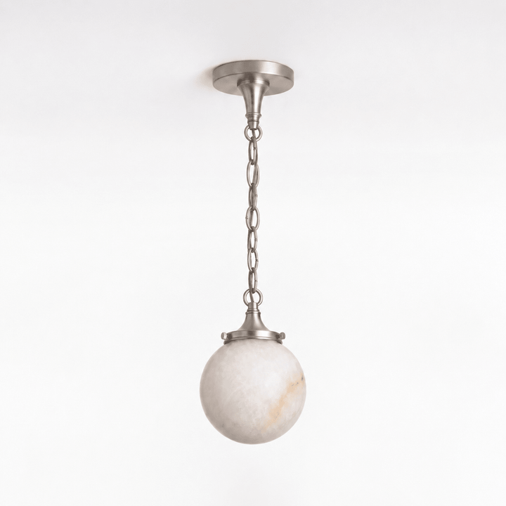 Alabaster Globe Pendant Light Metal Link Chain 5.9 in Nickel 1