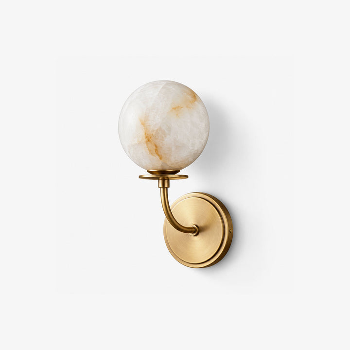 Alabaster Globe Wall Sconce Curved Arm Bobeche 12.2 in 1