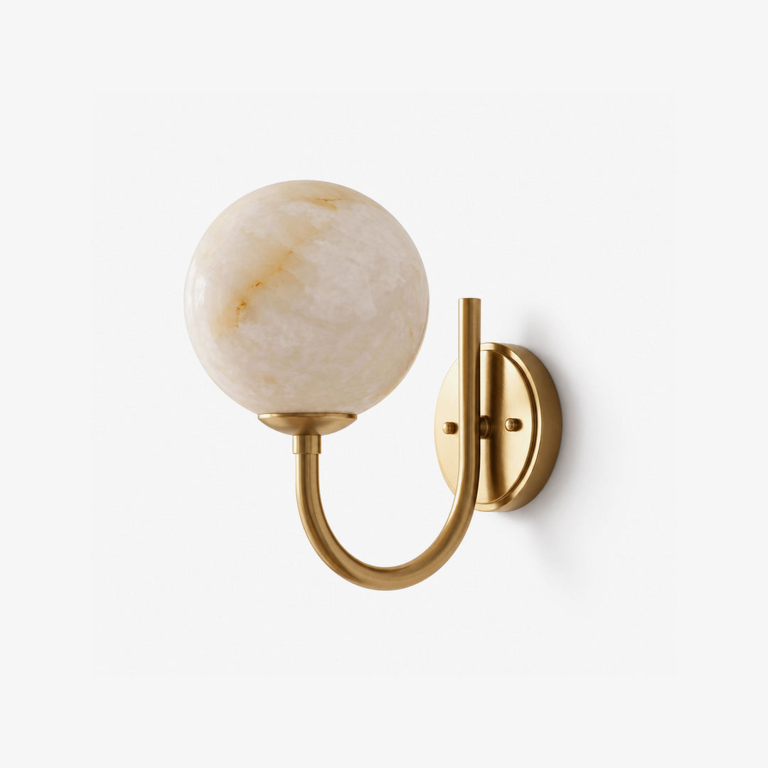 Alabaster Globe Wall Sconce Curved J Arm 9.8 in Set of 3 1
