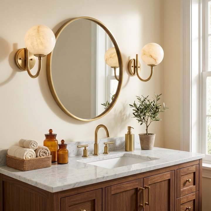 Alabaster Globe Wall Sconce Curved J Arm 9.8 in Set of 3 2