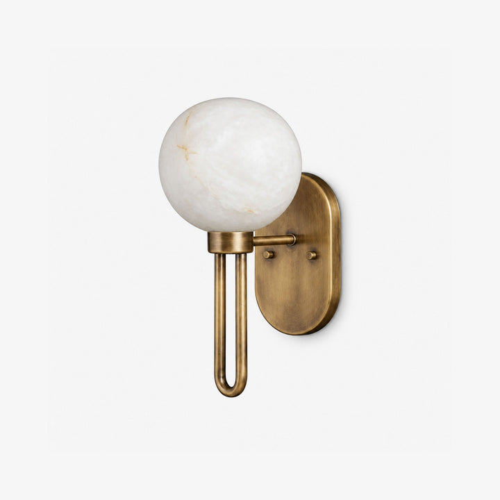 Alabaster Globe Wall Sconce U Loop Arm 13.8 in Set of 2 1