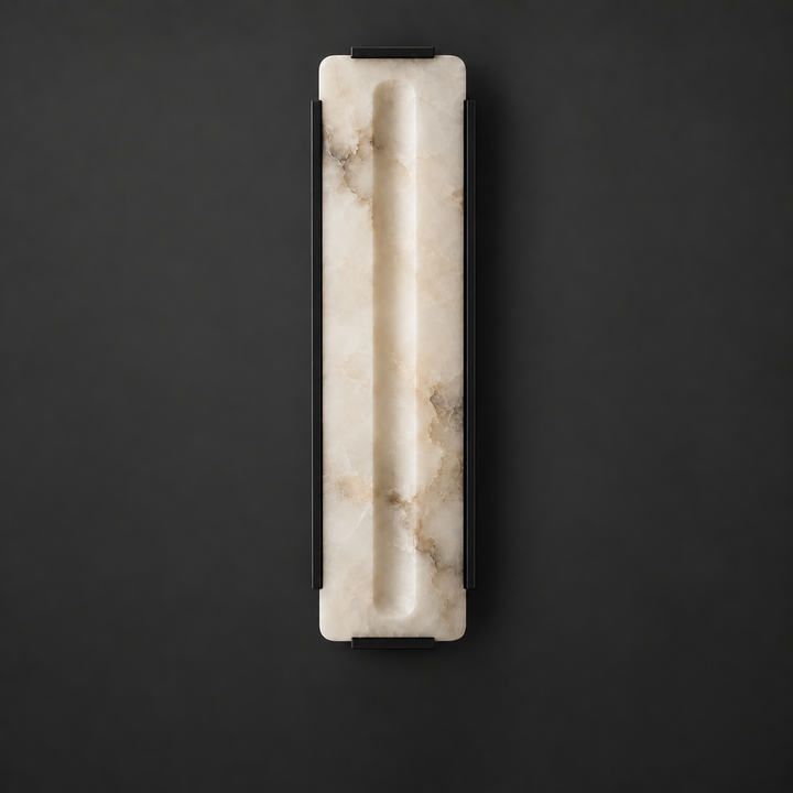 Alabaster Panel Wall Sconce Carved Stone LED 21.7 in Black 1