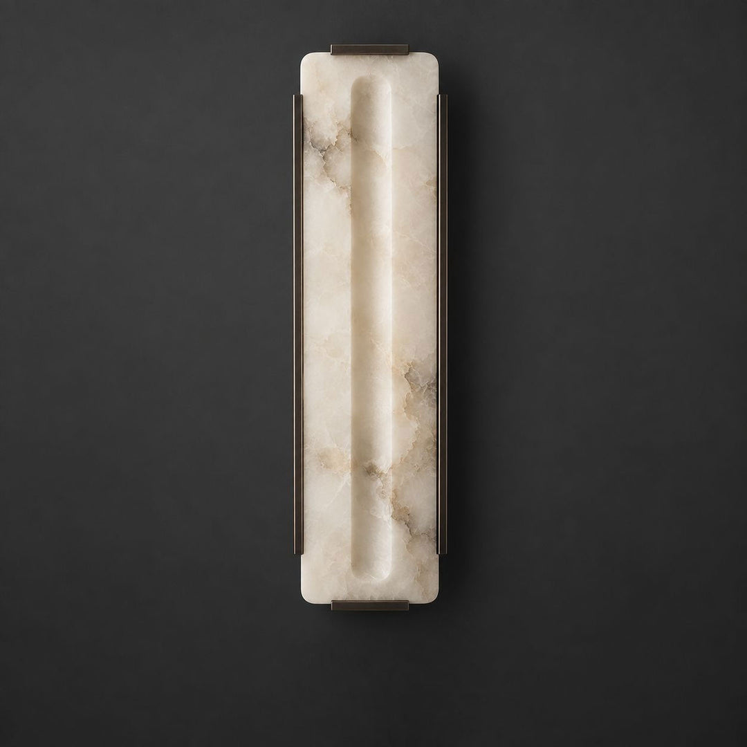 Alabaster Panel Wall Sconce Carved Stone LED 21.7 in Bronze 1