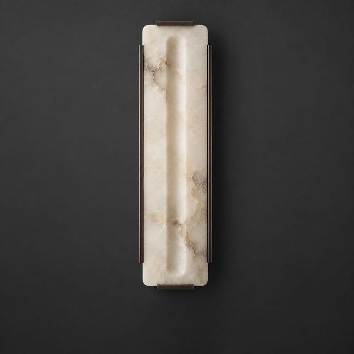 Alabaster Panel Wall Sconce Carved Stone LED 21.7 in Bronze 1