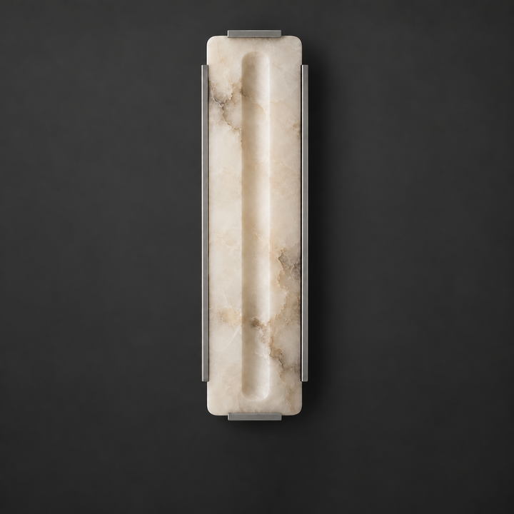 Alabaster Panel Wall Sconce Carved Stone LED 21.7 in Brushed Nickel 1