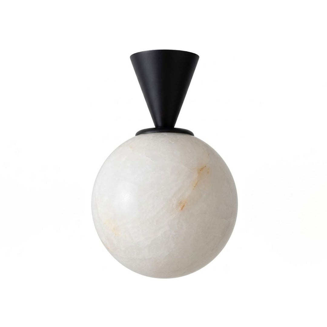 Alabaster Sphere Flush Ceiling Light Cone Canopy 5.9 in Black 1