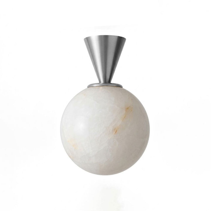 Alabaster Sphere Flush Ceiling Light Cone Canopy 5.9 in Brushed Nickel 1