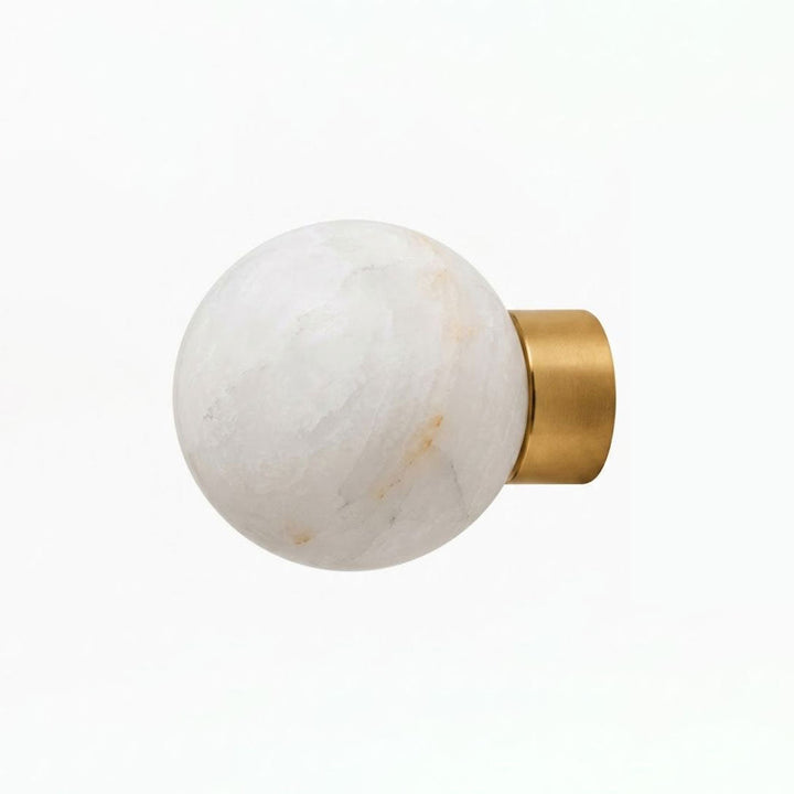 Alabaster Sphere Wall Sconce Round Mount 5.9 in Set of 2 Brass 1