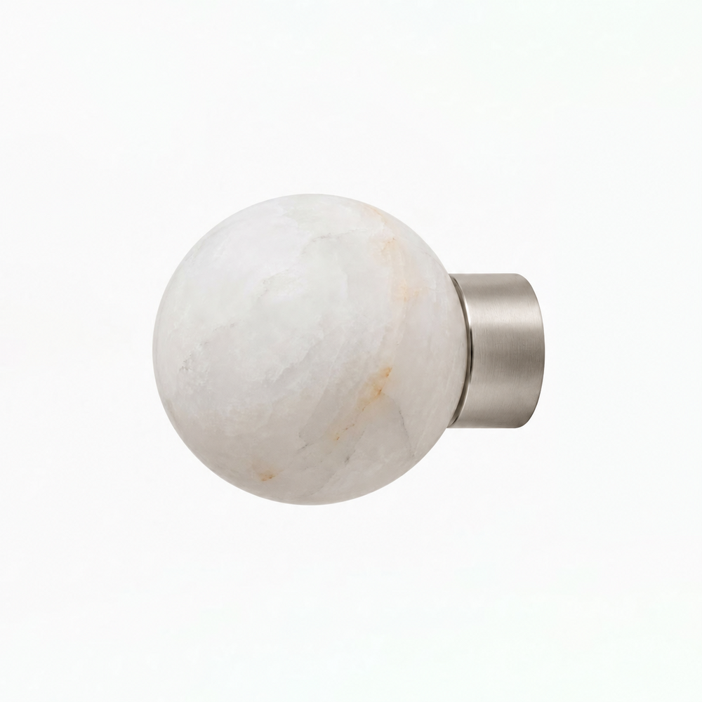 Alabaster Sphere Wall Sconce Round Mount 5.9 in Set of 2 Brushed Nickel 1