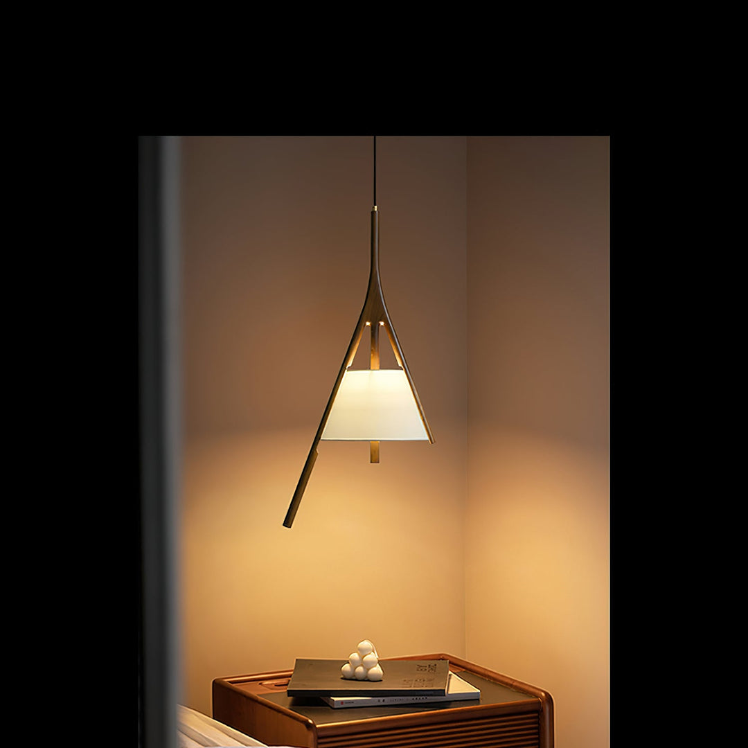 Angled Wood Arm Pendant Light Black Cone Shade 9.8 in Set of 3 2