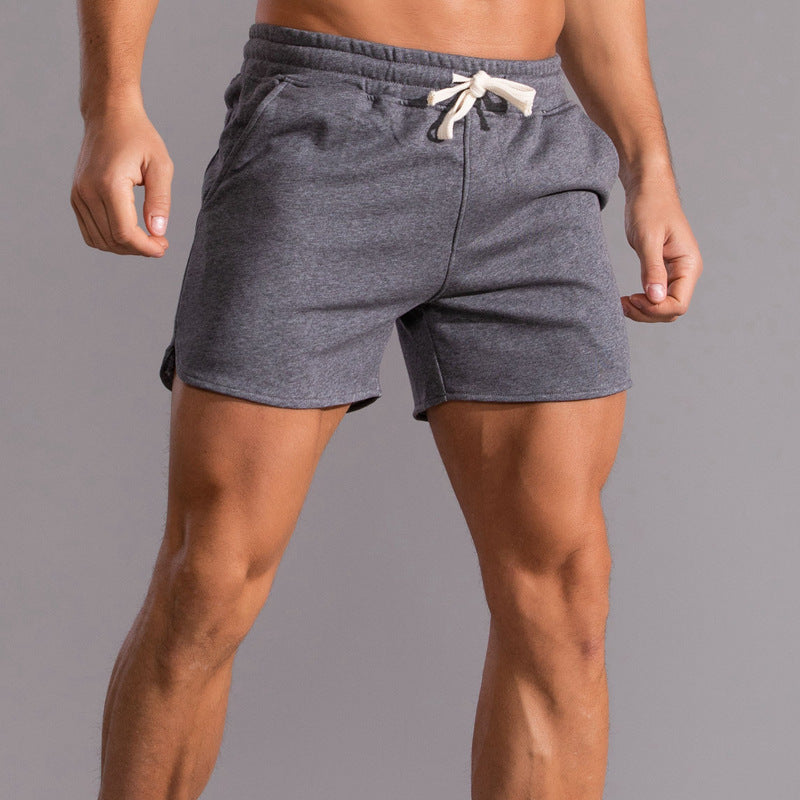 Athletic Curved Hem Cotton Blend Drawstring Shorts Set of 3 Charcoal 1