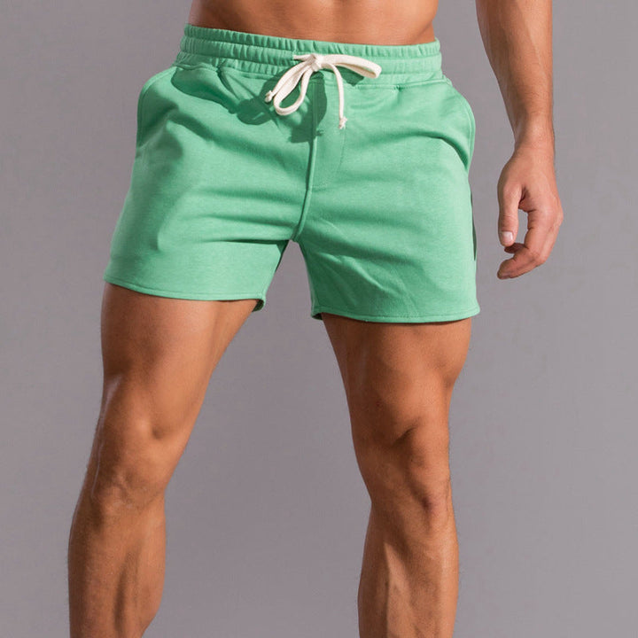 Athletic Curved Hem Cotton Blend Drawstring Shorts Set of 3 Green 1