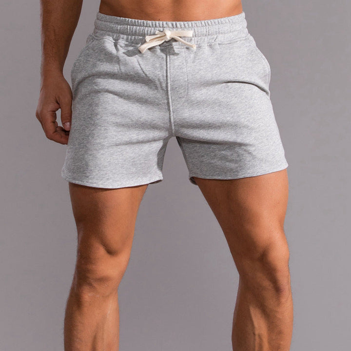 Athletic Curved Hem Cotton Blend Drawstring Shorts Set of 3 Light Gray 1